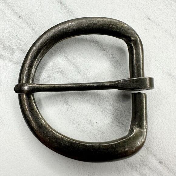 Rounded Dark Silver Tone Simple Basic Belt Buckle - Picture 1 of 7
